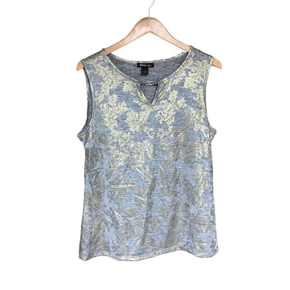By Design Extra Large (XL) Gold Embellished Grey Sleeveless Tank